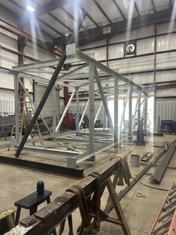 Steel frame module being fabricated inside the MIC Steel shop